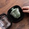 Celadon Ge kiln opening film can raise outdoor portable travel tea set, one pot and two teacups, gifts