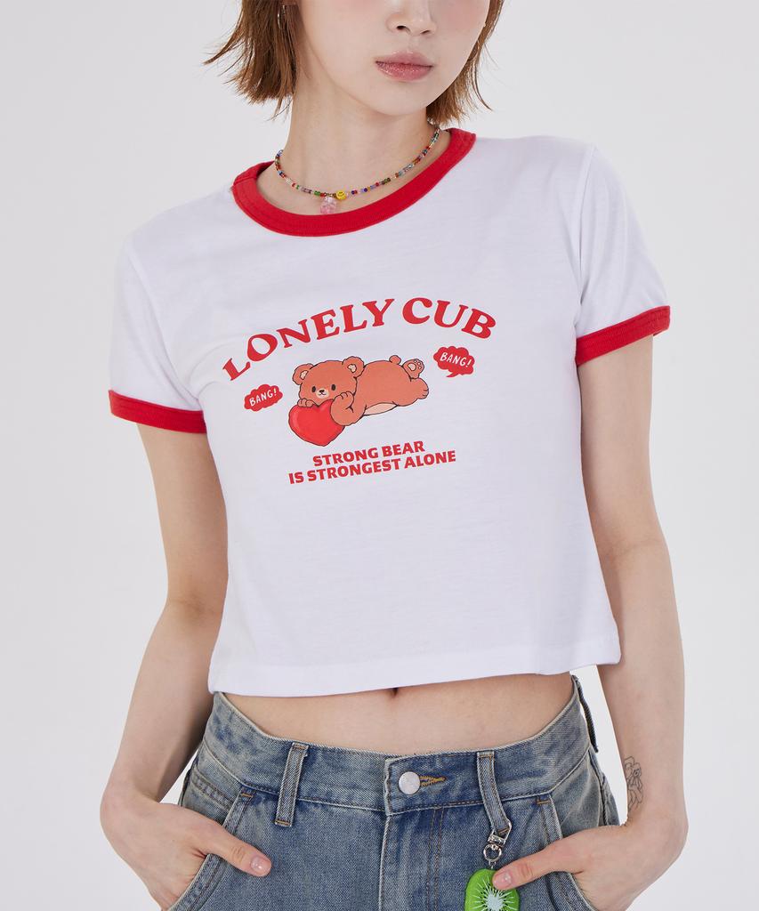 DYSFUNCT Lonely Cub Ringer T-Shirt(Red)
