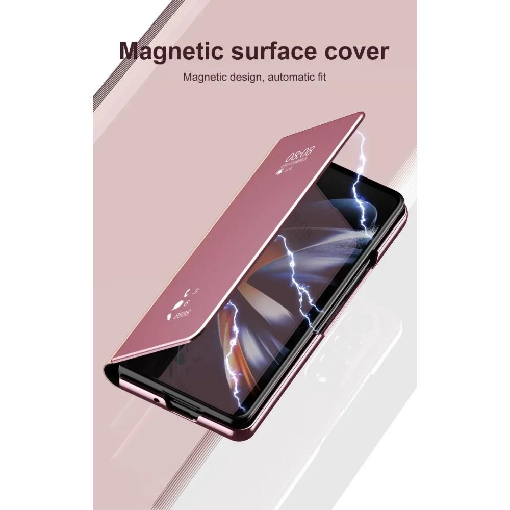 Flip Mirror Case für Samsung Galaxy Z Fold 6 5 4 3 2 Schutzhülle Smart View Kickstand Stoßfester Halter Business Vollschutzhülle