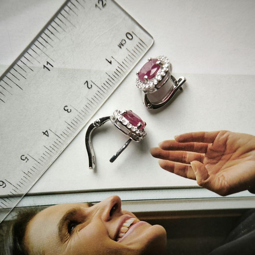 Серебряные серьги с натуральным рубином 6.574ct (2188032)