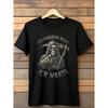 Herren Schwarzes Kurzarm-Rundhals-T-Shirt mit Grim Reaper Grafik und deutschem Text, Weiches Baumwollgefühl für Freizeitkleidung