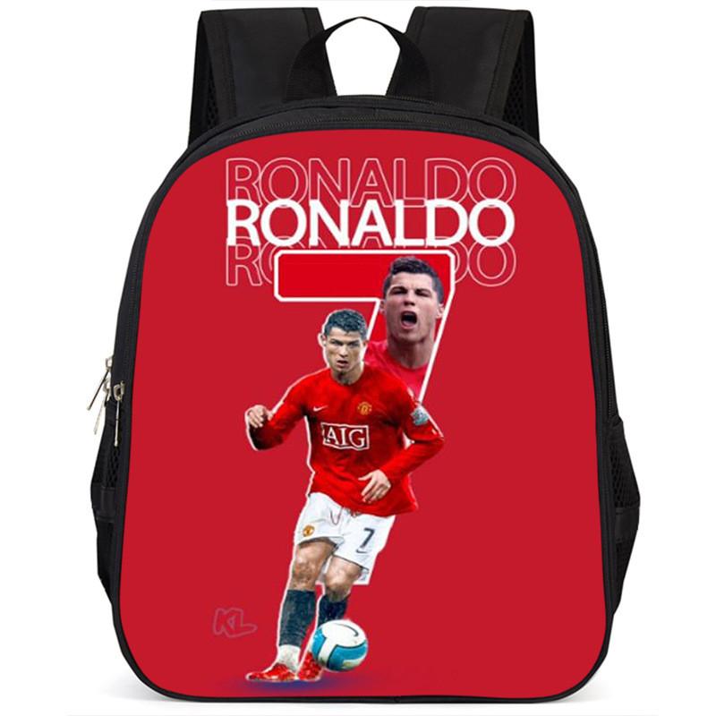 Spacious 15 Inch Cristiano Ronaldo School Backpack For Kids Lightweight Oxford Fabric