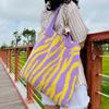 2022 Vintage Striped Knit Shoulder Tote - Large Capacity Fashion Bag for Women