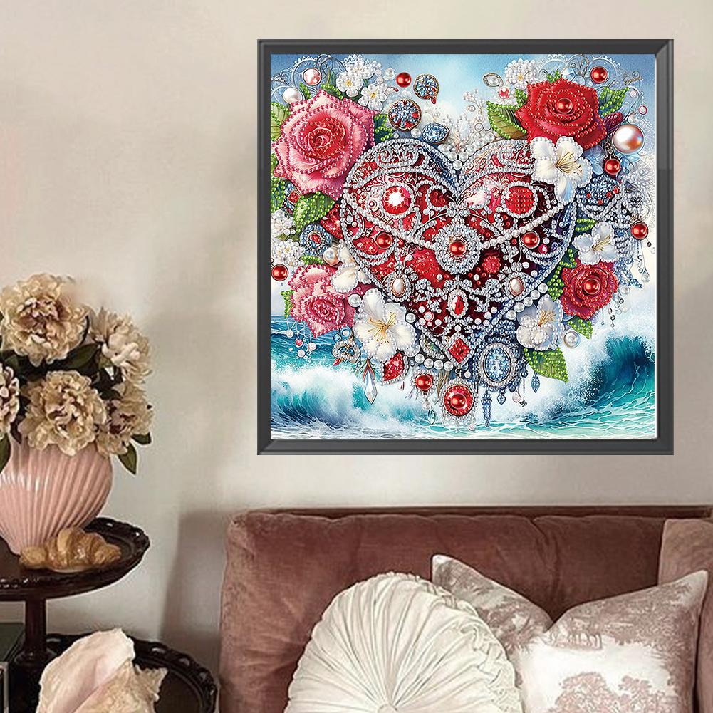 5D DIY Partial Special Shaped Drill Diamond Painting Kit Love Heart Decor30x30cm