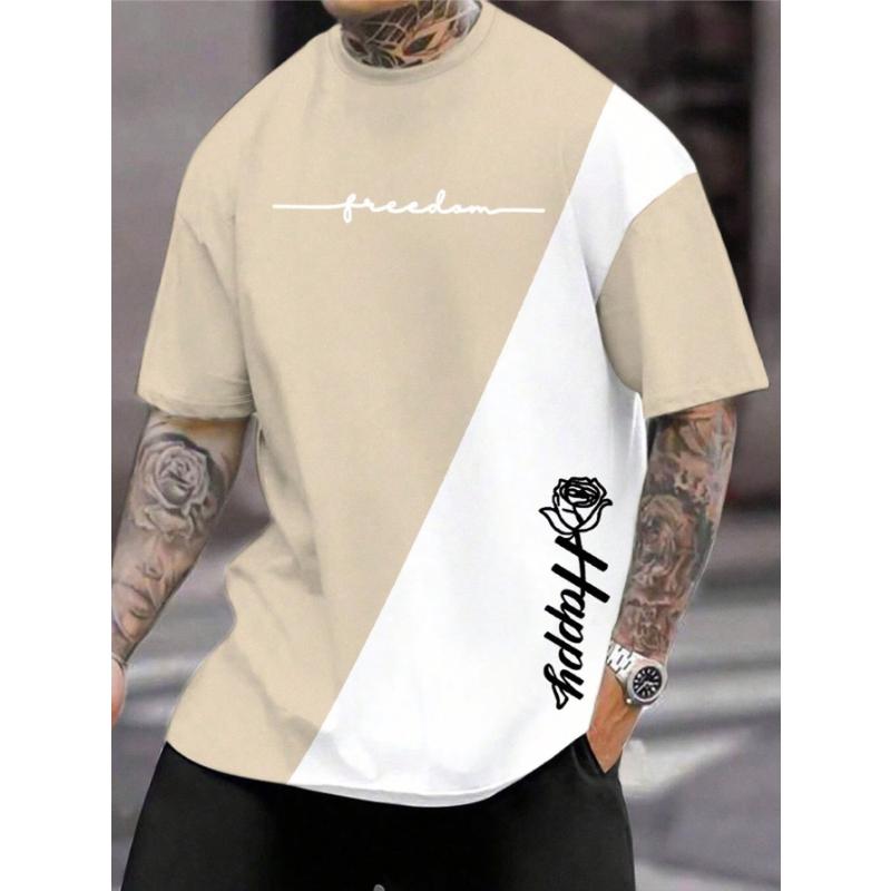 

Футболка для мужчин, модная одежда, футболки с 3D-принтом в виде букв и цветов, футболки с коротким рукавом в стиле Харадзюку, повседневная мужская одежда больших размеров XS