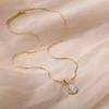Cute Sweet Gold Color Stainless Steel Water Drop Opal Stone Pendant Necklace for Women Charm Bride Collar Jewelry Colorfast