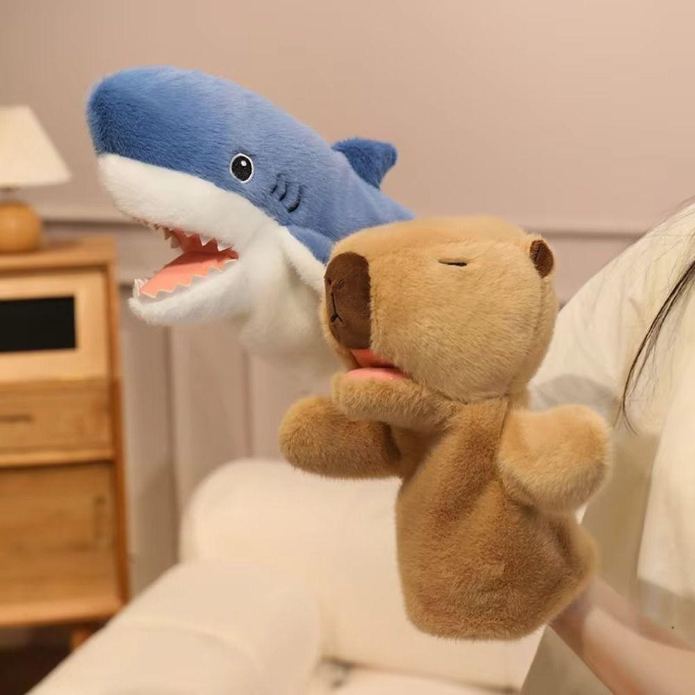 Frog Animal Hand Puppet Storytelling Duck Stuffed Plush Shark Toys Simulation Movable Mouth Hand Finger Story Puppet