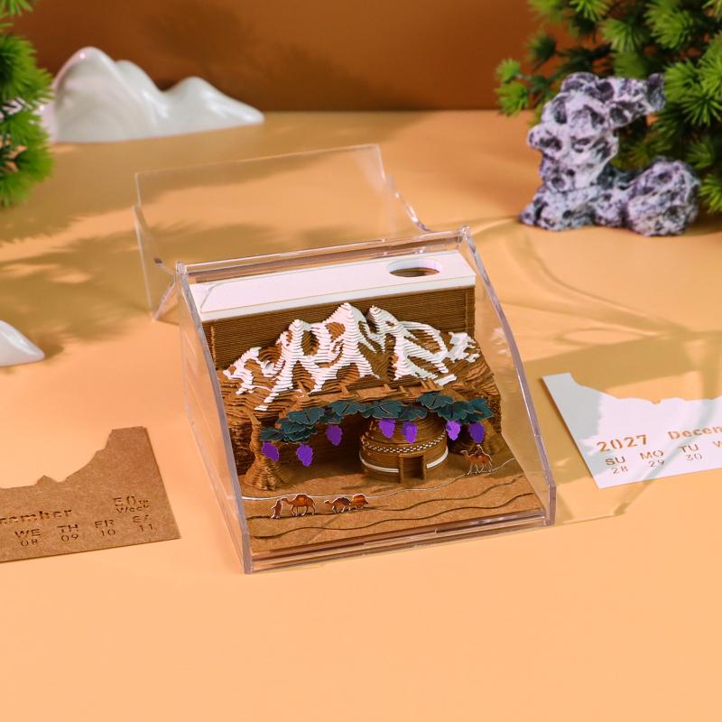 2027 Desk Calendar with LED Light 3D Design Tear-away Pages for Office Use