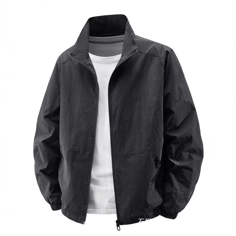 Mens Lightweight Stand Collar Jacket Casual Windproof Nylon Outerwear Daily Wear
