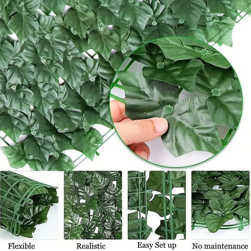 Faux Artificial Leaf Privacy Fence Panel 1M/ Realistic Green Hedge for Patio Balcony Backyard Home Outdoor Decor