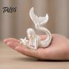 Exquisite Mermaid Figurine 3D Printed & Starfish Figurine, Sculpture, Ocean DIY White Craft Statues Theme Desktop Ornament for Home Office Fish