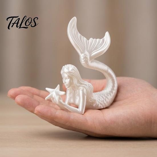 Exquisite Mermaid Figurine 3D Printed & Starfish Figurine, Sculpture, Ocean DIY White Craft Statues Theme Desktop Ornament for Home Office Fish