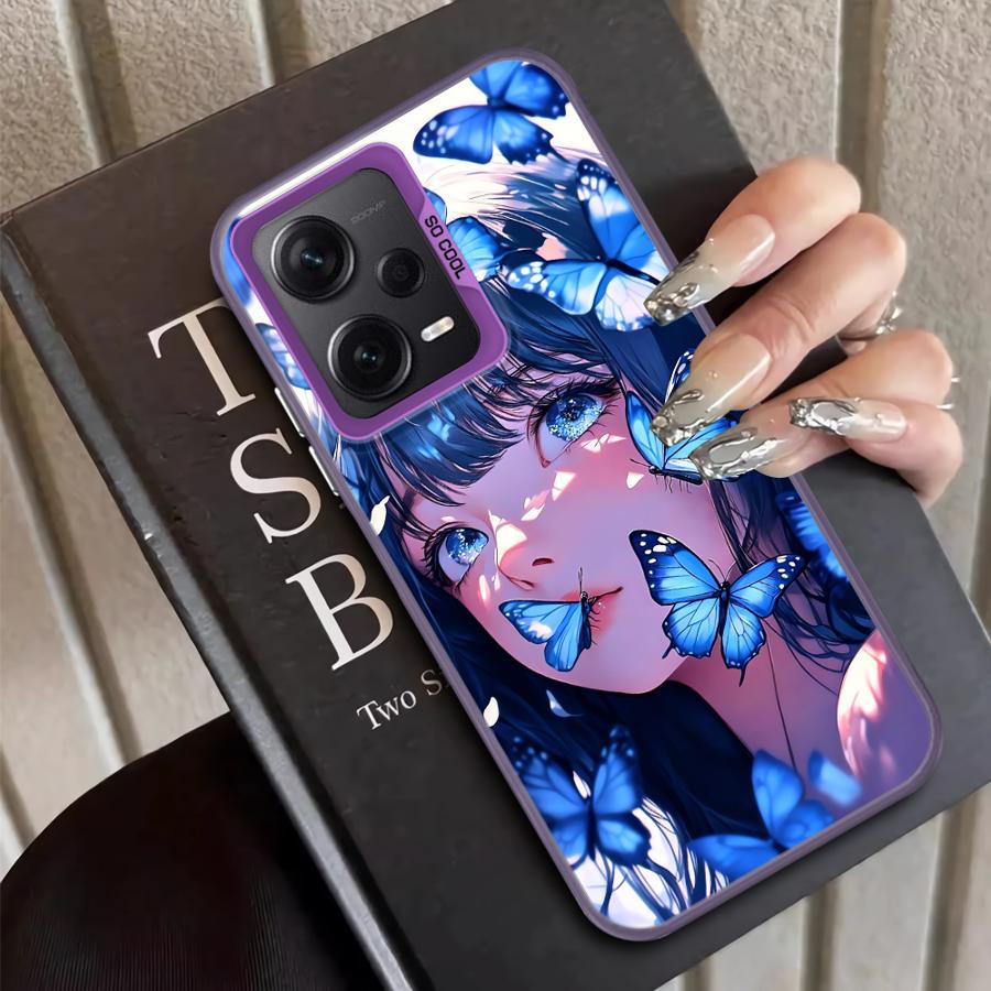 Case for Xiaomi Poco F4 F3 GT C50 C51 X3 Pro X5 X3 NFC Back Phone Cover Cartoon Butterfly Girl