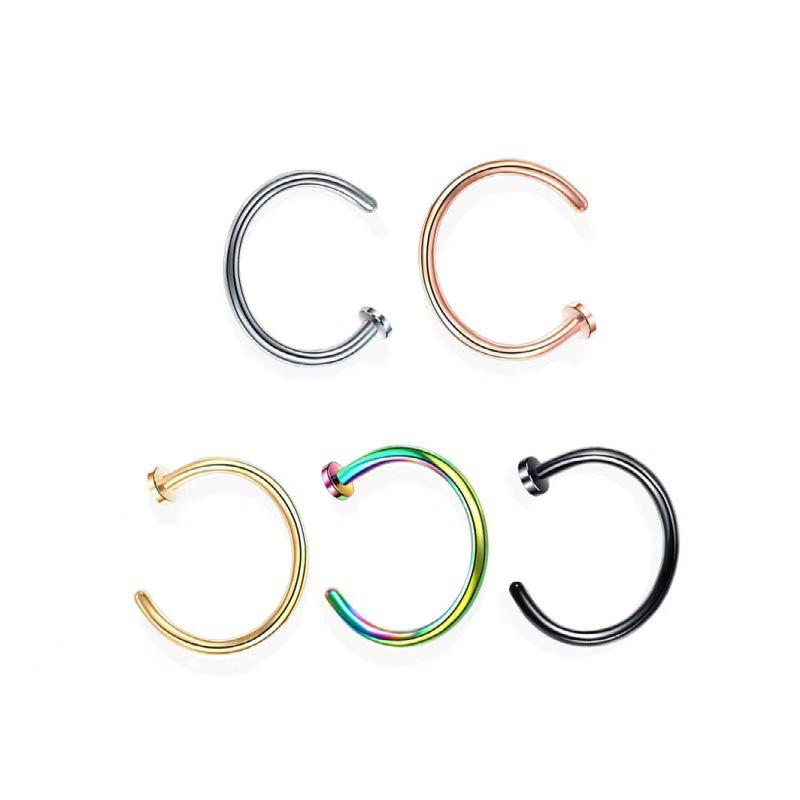 Stainless Steel Electroplated C-Shaped Nose Stud Piercing Jewelry, European and American Fashion Style.