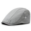 Vintage Solid Color Newsboy Caps Sun Protection Mesh Breathable Beret Hats Adjustable Peaked Hat Women
