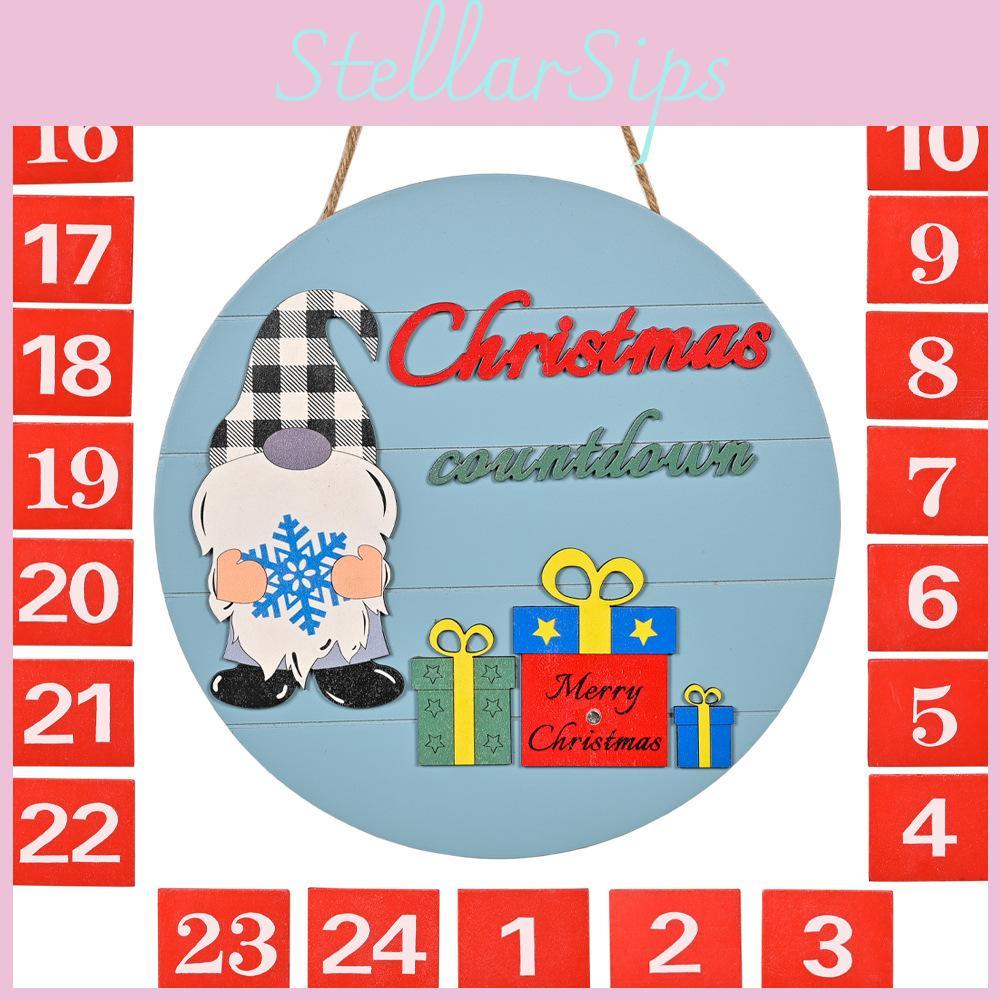 Wooden Christmas Decor Rudolph Countdown Calendar Door Hanger Festive Wall Decoration
