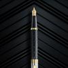 Sheaffer 300 Fountain Pen E9347 Engraved Matte Black Barrel with Polished Chrome Cap and PVD Gold Trim Fine Nib Premium Fountain Pen