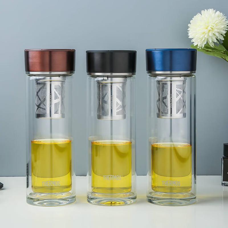 Thermos 400ml Double Wall Glass Tea Infuser Bottle