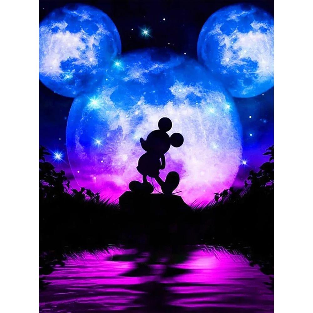 

Disney Diamond Painting Mickey Mouse Starry Sky Silhouette Dreamy Art Painting Cute DIYRhinestone Mosaic Cross Stitch Kit, Embroidery Gift, Home Decor Round 20x30cm