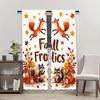 Set Of 2 Thanksgiving Fox Raccoon Cartoon Autumn Maple Leaf Curtains Polyester Semi Translucent Design Fall Fol Curtain Made With Rod Pocket