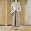 Johnature Women Vintage Shirts Tops Stand Long Sleeve Button Spring Blouses Solid Color Chinese Style Shirts