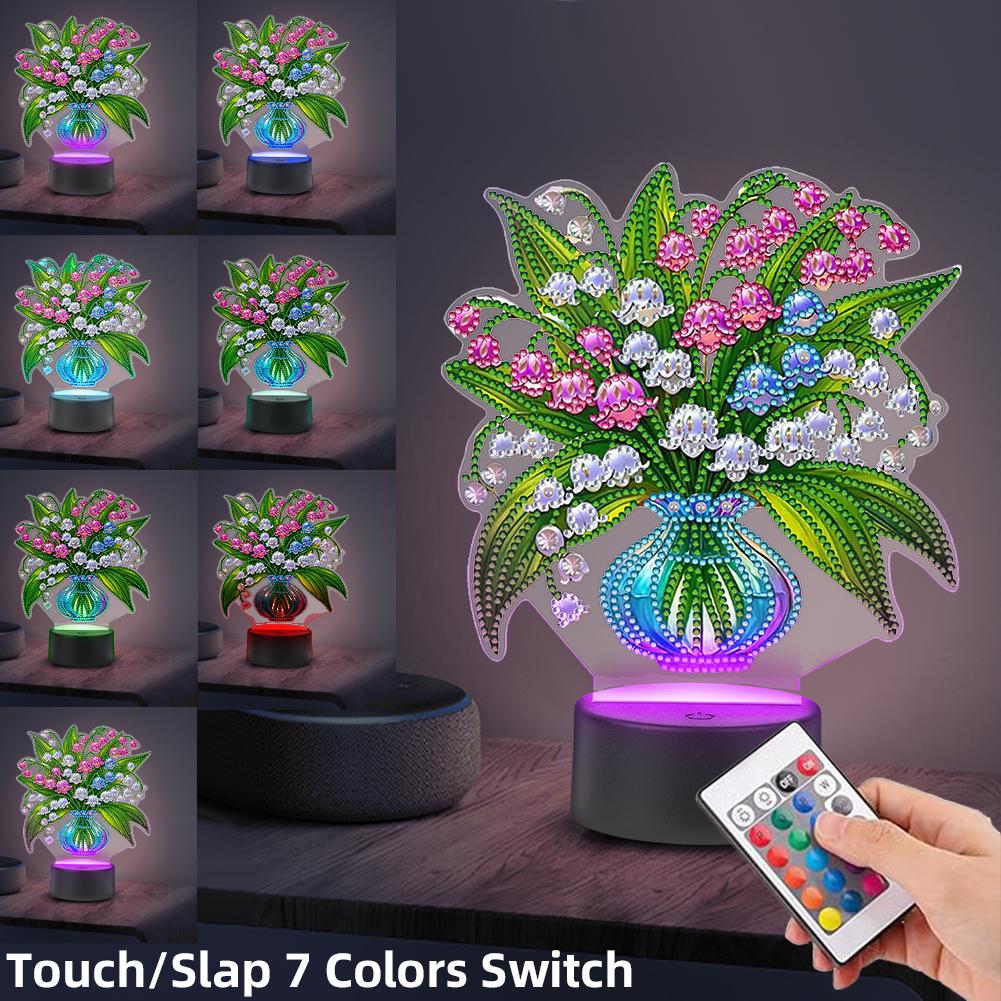 Acrylic Double Sided Vase Decorative DIY 5D Diamond Lamp Diamond Painting Night Light Diamond Art Light Ornaments for Home Decor