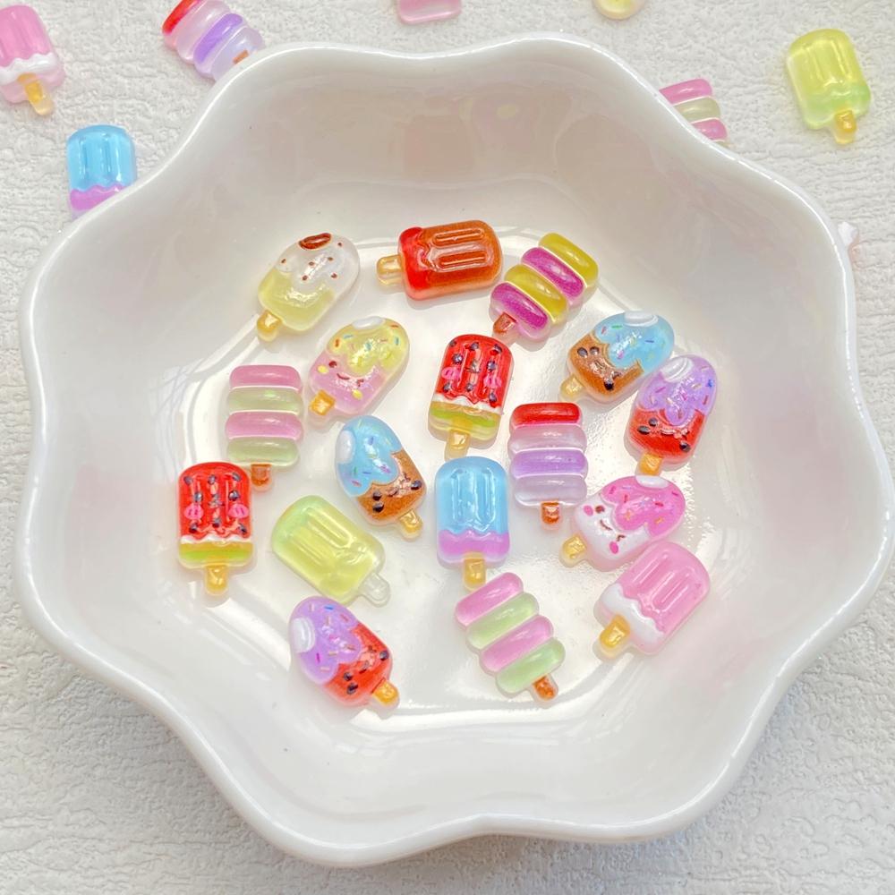 50pcs Mixed Resin Mini Colored Fruit Ice Cream Nail Art Flat Back Stone Applique DIY Christmas Charms Scrapbook Decor Crafts