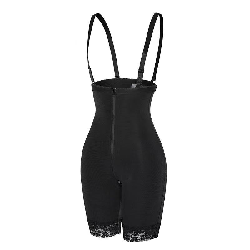 Women s High-Waisted Body Shaper: Tummy Control Zipper, Butt Lifting Strappy Bodysuit Large