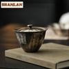110ml Gilded Silver Thin Ceramic Gaiwan Zen Tea Bowl Tea Tureen Household Tea Bowl With Lid Kit Tea Making Cover Bowl Cha Gift