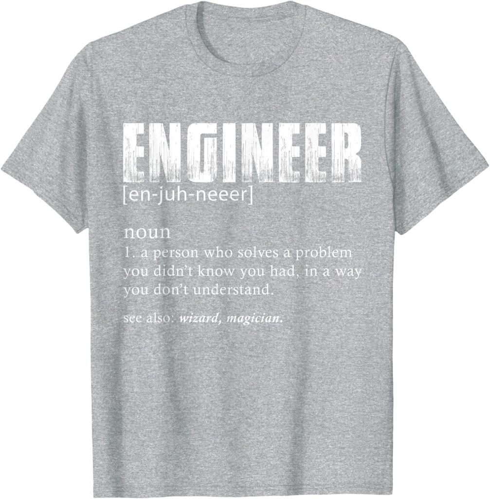 Engineer Definition Funny Noun T Shirt Soft Cotton Graphic Tee for Men Casual Sports
