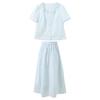 Sancai Plus Size Summer Cardigan Top & A-line Skirt Set