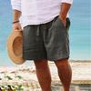 Mid-Rise Elastic Waistband Drawstring Men Shorts Pockets Straight Wide Leg Knee Length Solid Color Loose Fitness Beach Shorts Sportwear