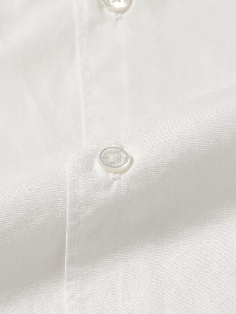 Beams Men's Basic Loose Open Collar Shirt, White, Size M