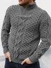 2025 Autumn/Winter Men's High Neck Zipper Cable Knit Sweater