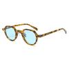  New Fashion Round Sunglasses Women Ocean Lens Leopard Blue Eyewear Men Trending Rivets Punk Sun Glasses