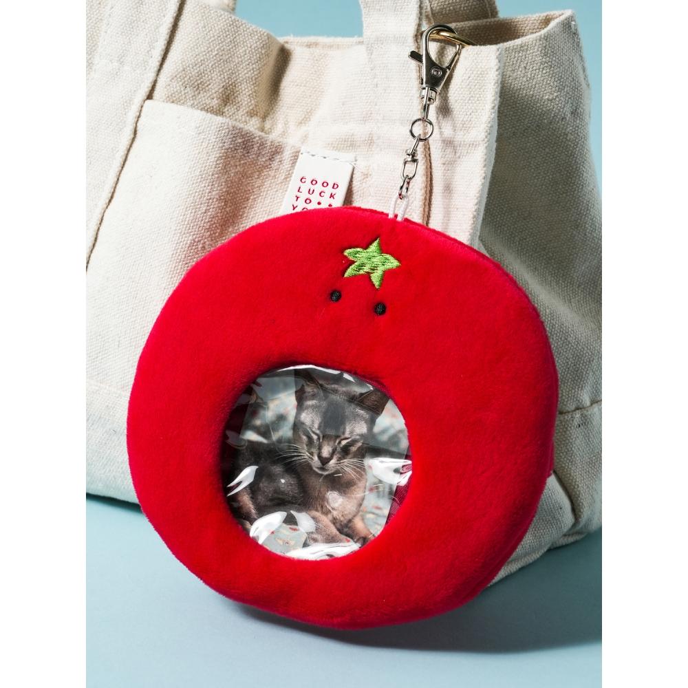 Daiso Tomato Key Ring Transparent Window Pouch