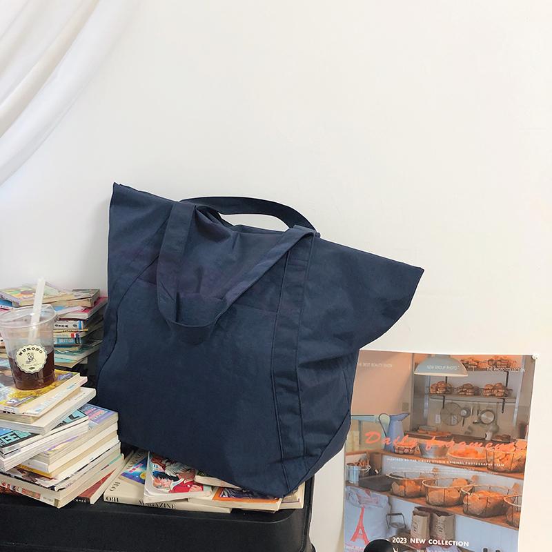 Einkaufstasche aus Nylon mit großem Fassungsvermögen  tragbare Kleidung zum Ausgehen  Reisen  Yoga  Einzelschultertasche  einfarbig  Damentasche