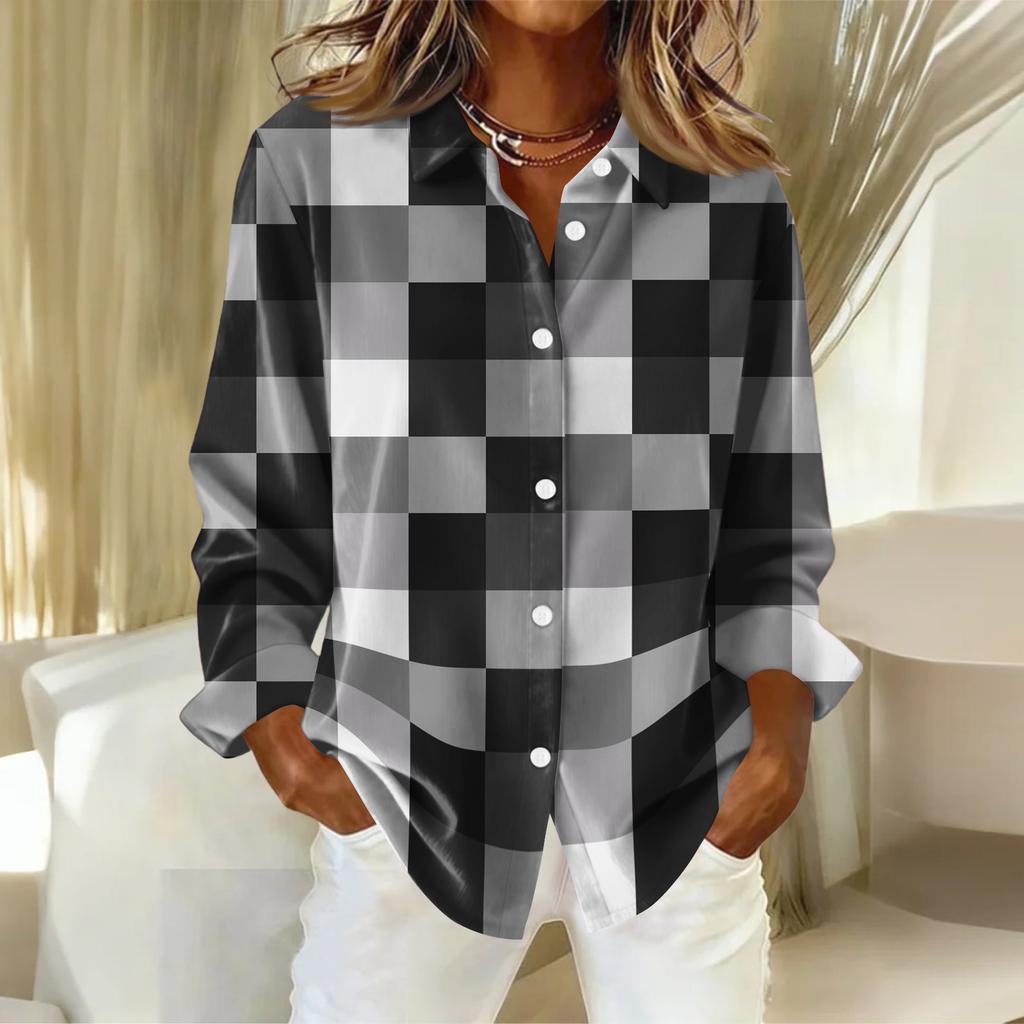 Cămașă Bluză Damă Crăciun Imprimat Nasturi Mâneci Lungi Casual De bază Guler Cămașă Regular Top