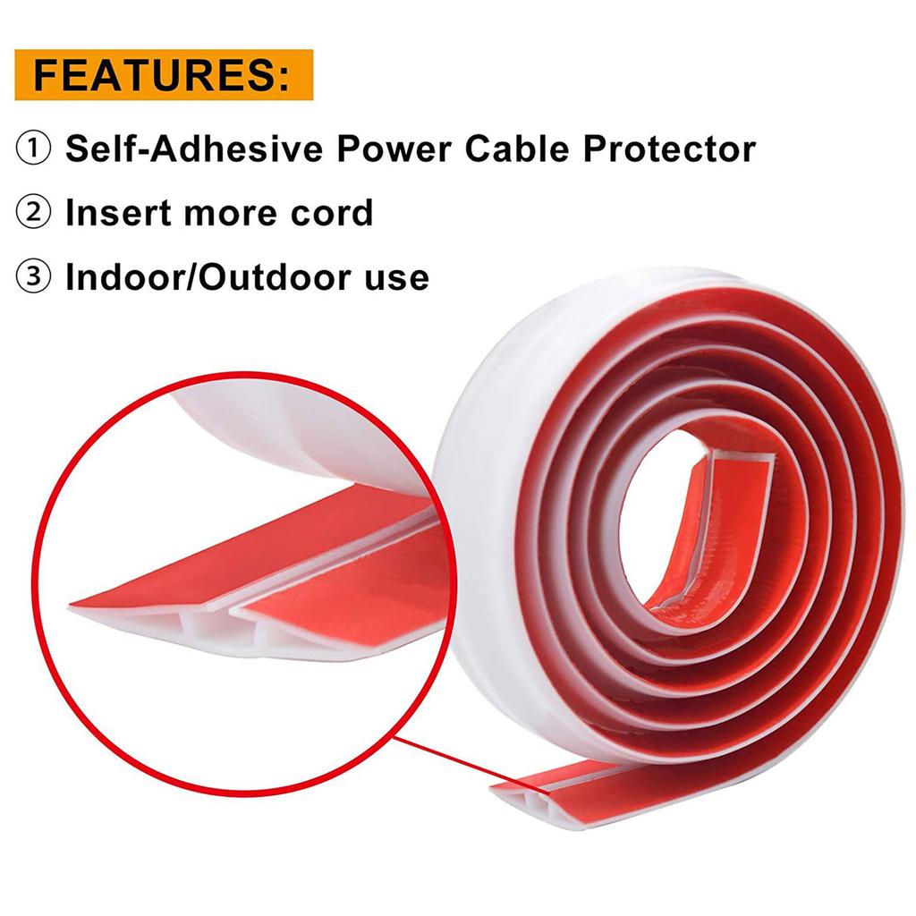 3 Meters Rubber Bond Floor Cord Cover Strong Self-Adhesive Electric Wire Organiser Hider Cable Protector for Home Office