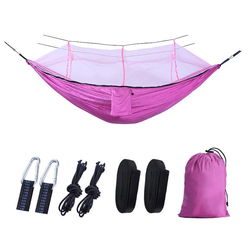 Portable Ripstop Camping Hammock with Mosquito Net - Quick-Open, Anti-Fall Design for Singles & Doubles