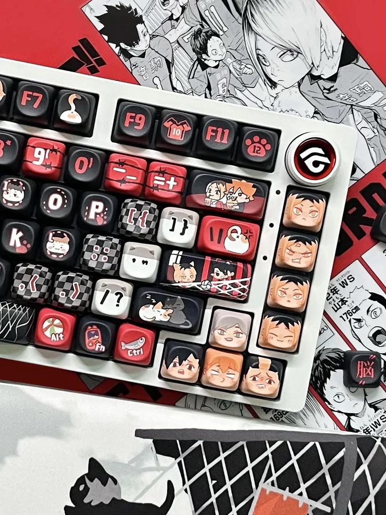 Haikyuu Keycaps Custom MOA SOA OEM Profile Point Keycap Cute Anime Graffiti Fly High Key Cap Artisan Gaming Mechanical Keyboard