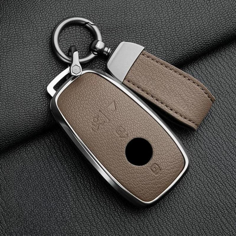 Car Key Case For Mercedes Benz Gls450 Key Cover Genuine Goat Leather Shell Buckle Bag; Gls480 Gls600