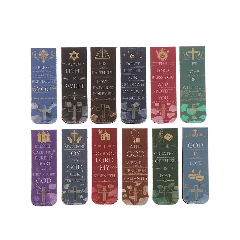 12Pcs Aesthetic Motivational Bible Quotes Paper Bookmarks Diy Students Readers Page Markers Library Office Page Marking