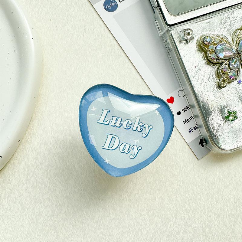 Glass Love Mobile Phone Airbag Bracket Pasted Magnetic Telescopic Desktop Watching Drama Tracking Support Ring Creative Pattern