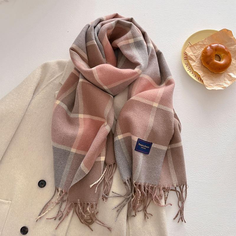 Autumn and winter new versatile scarf women's thickened woven thick beard fringed warm scarf imitation cashmere shawl