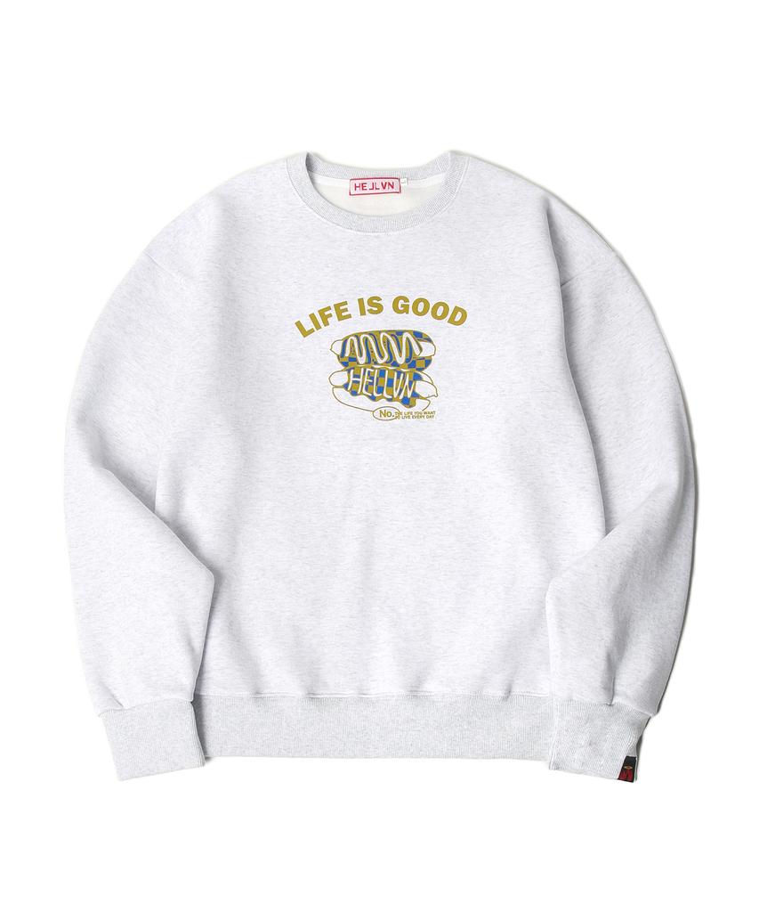 HELLVN H/V Hot Life Is Good Oversized Fleece-Lined Sweatshirt (Gom4-2Hv007)