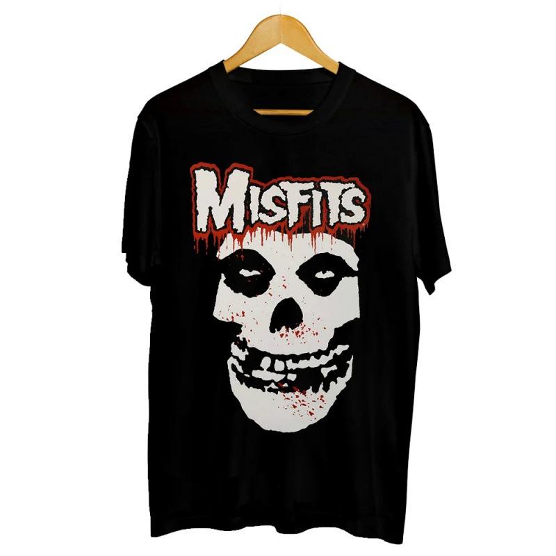 T Shirt Y2K Men's Womens Harajuku Gothic Hip Hop Graphic Printing Cotton Round Neck MISFITS Oversized Tees Short Sleeve Tops