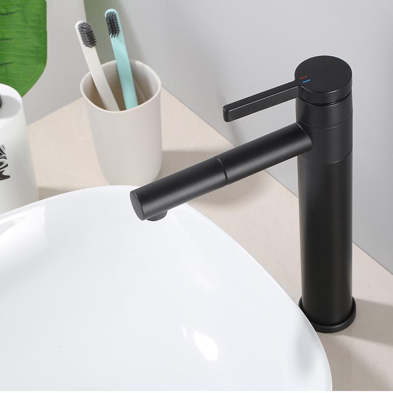 1PC Black Bathroom Basin Faucet 304 Stainless Steel  Hot Cold Mixer Tap Deck Mount Single Handle Wash Faucets