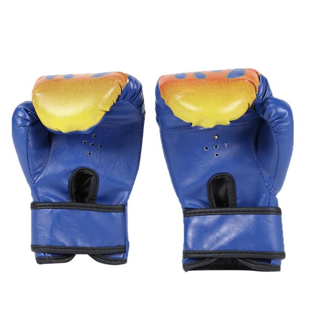 

1 пара детских боксерских перчаток, регулируемые профессиональные сетчатые дышащие перчатки из искусственной кожи с эффектом пламени синий