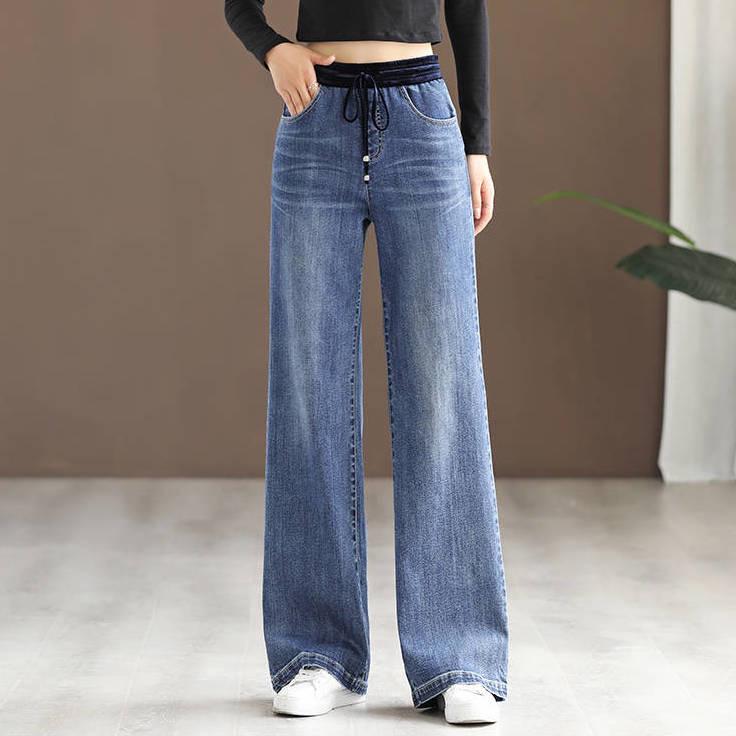 

Women s High-Waisted Stretch Denim Wide-Leg Pants - 2025 Spring/Autumn Collection 26 (1.9 feet) recommended 80-90 jin синій